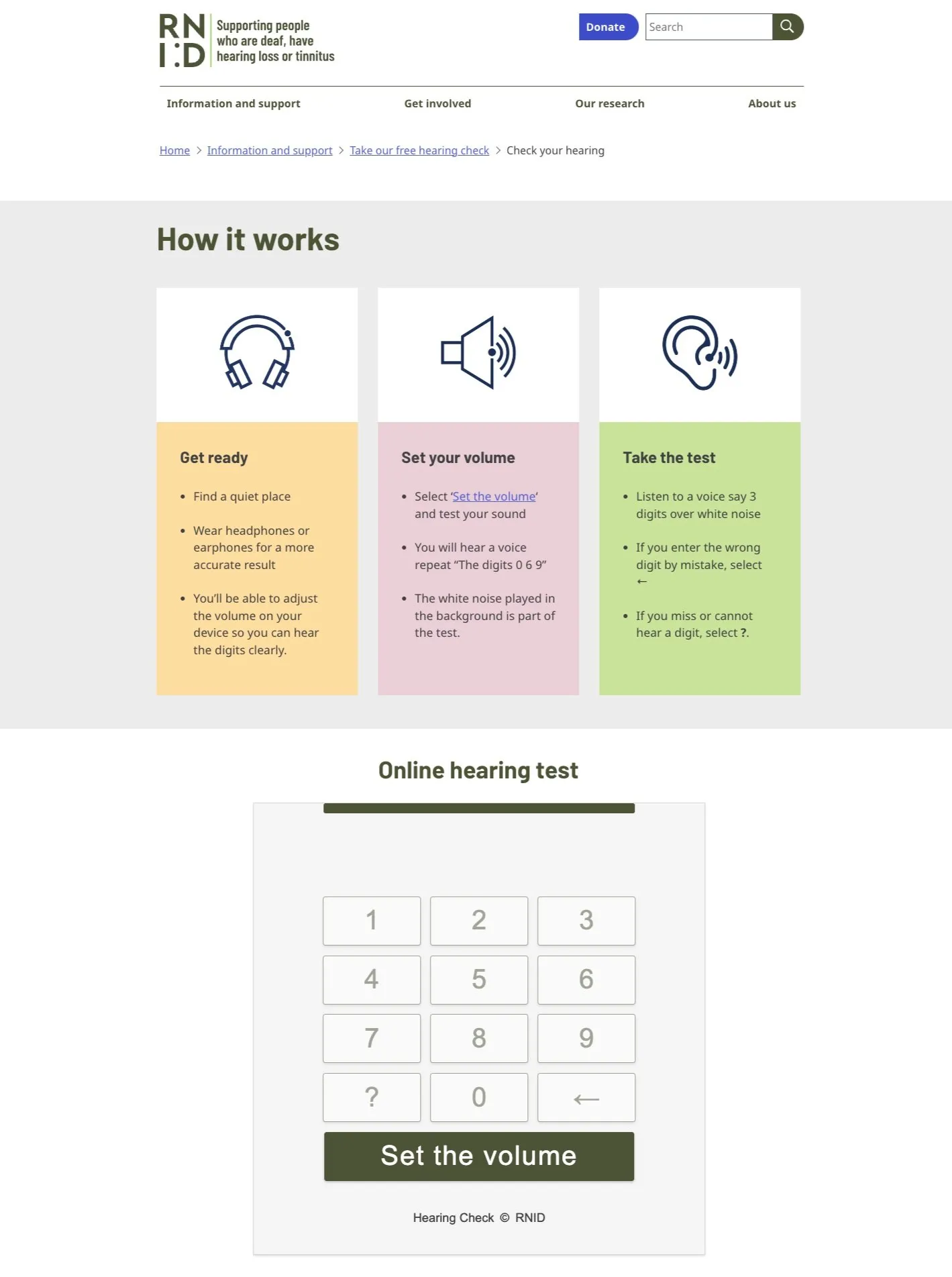 RNID hearing test
